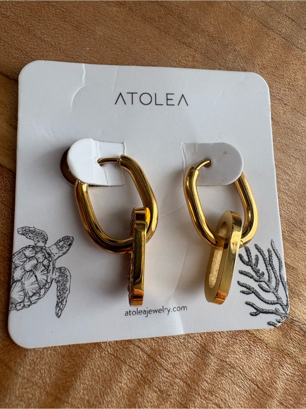 Atolea Gold Double-Link Hoop Earrings Waterproof Sweatproof